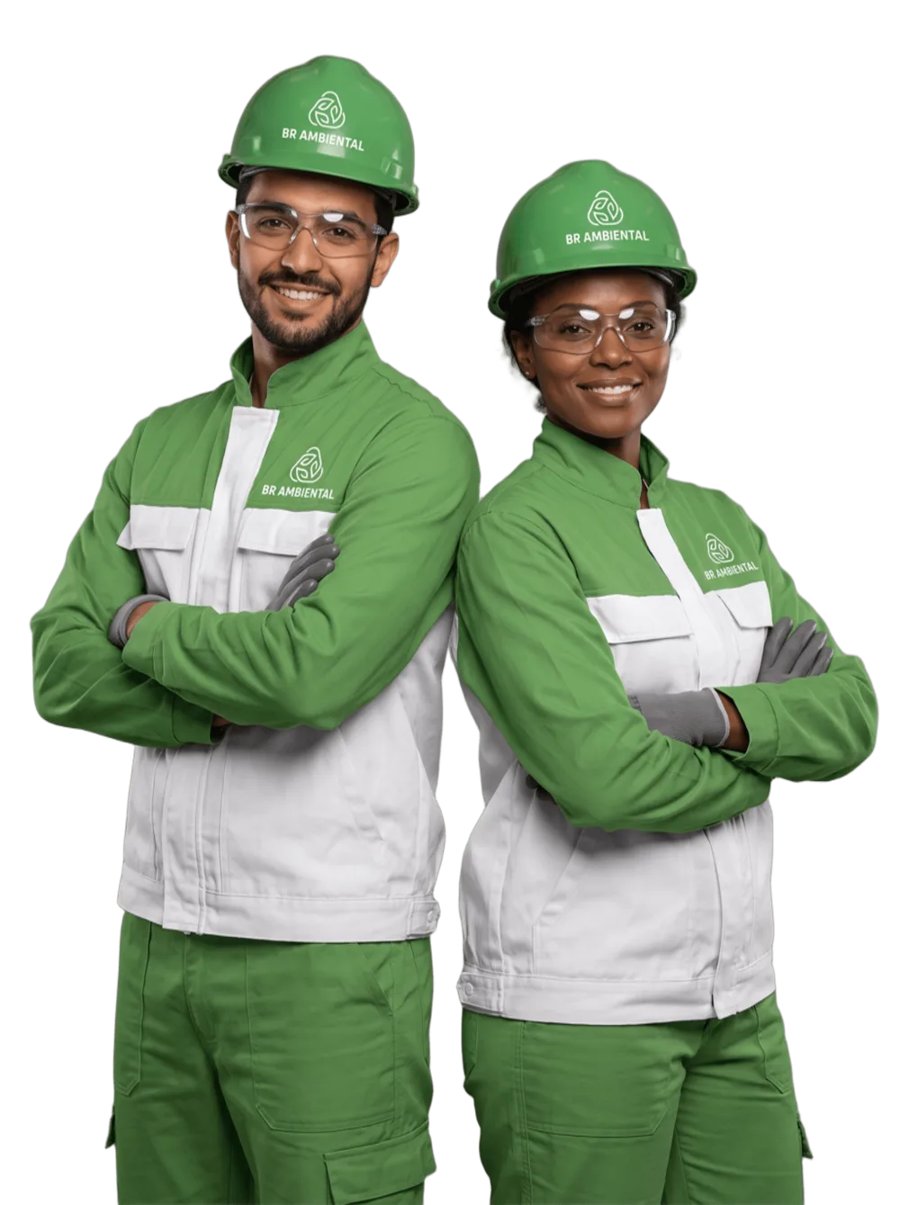 Operários da BR Ambiental representando oportunidades de trabalho